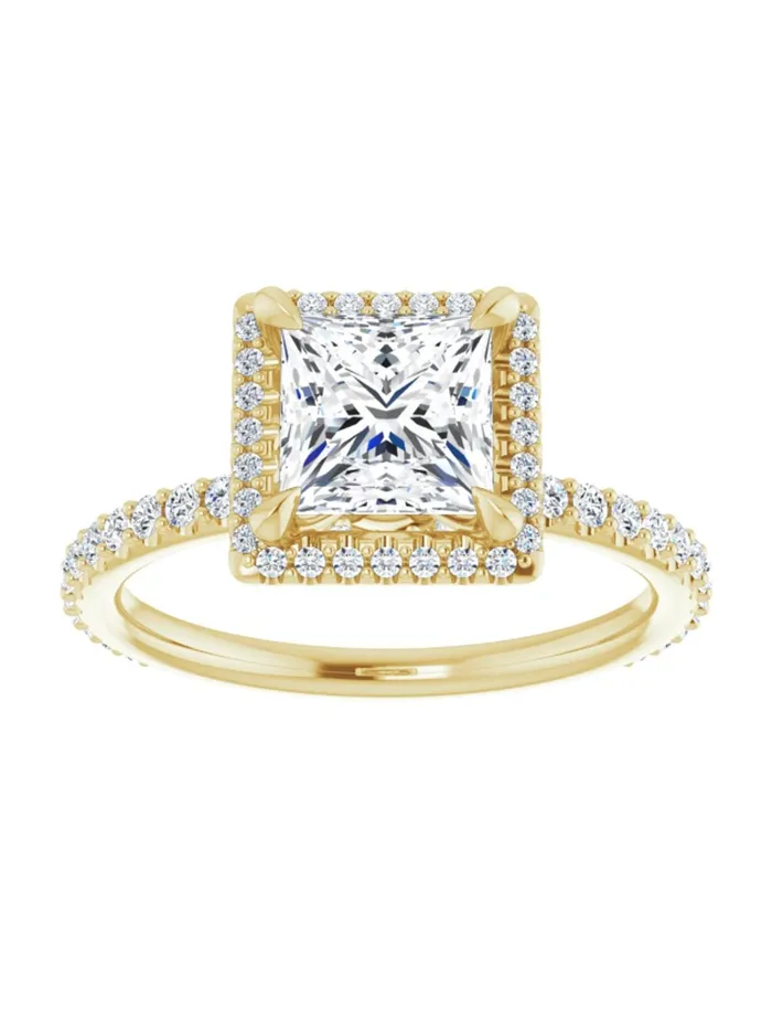 Rings acredo USA Diamond Halo Hidden Halo and Diamond Band Engagement Ring 38 ct tw