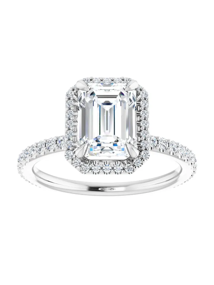 Rings acredo USA Diamond Halo Hidden Halo and Diamond Band Engagement Ring 38 ct tw