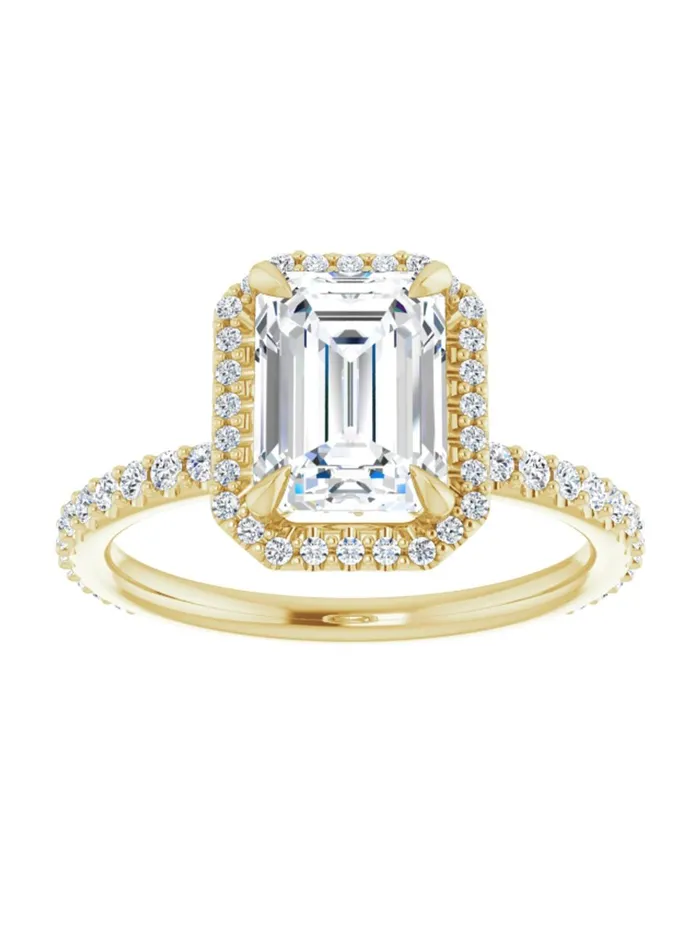 Rings acredo USA Diamond Halo Hidden Halo and Diamond Band Engagement Ring 38 ct tw