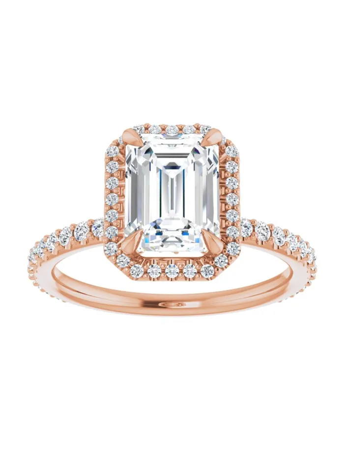 Rings acredo USA Diamond Halo Hidden Halo and Diamond Band Engagement Ring 38 ct tw