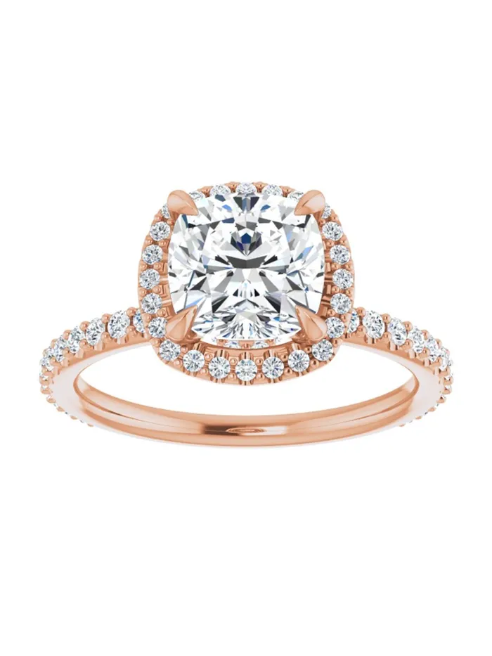Rings acredo USA Diamond Halo Hidden Halo and Diamond Band Engagement Ring 38 ct tw