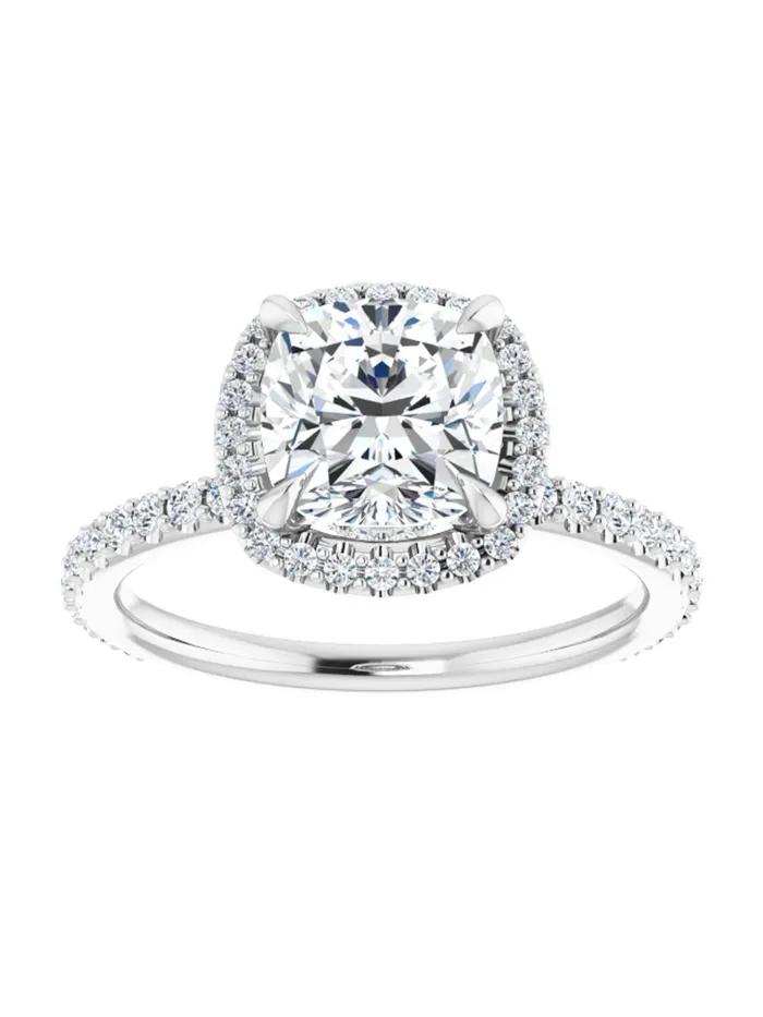 Rings acredo USA Diamond Halo Hidden Halo and Diamond Band Engagement Ring 38 ct tw