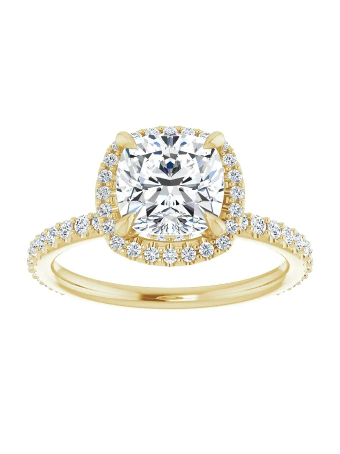 Rings acredo USA Diamond Halo Hidden Halo and Diamond Band Engagement Ring 38 ct tw