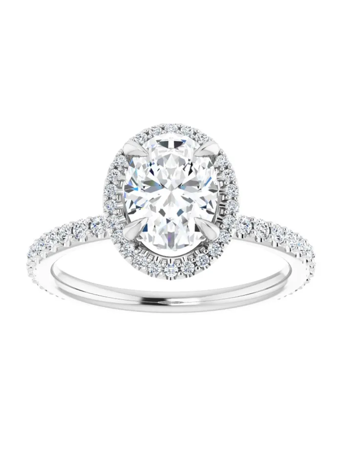 Rings acredo USA Diamond Halo Hidden Halo and Diamond Band Engagement Ring 38 ct tw