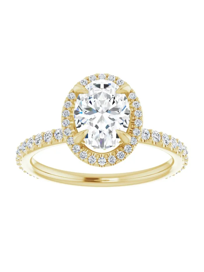 Rings acredo USA Diamond Halo Hidden Halo and Diamond Band Engagement Ring 38 ct tw