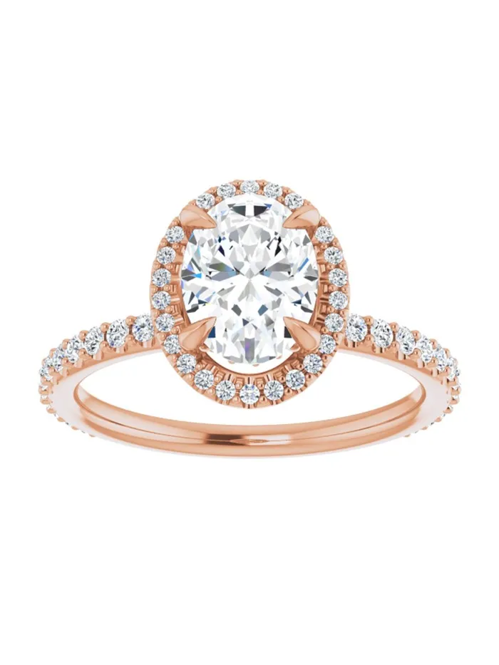 Rings acredo USA Diamond Halo Hidden Halo and Diamond Band Engagement Ring 38 ct tw