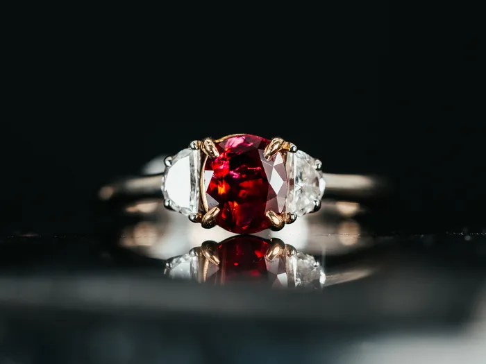 Rings Consignment 14k White Gold Ruby and Diamond Ring