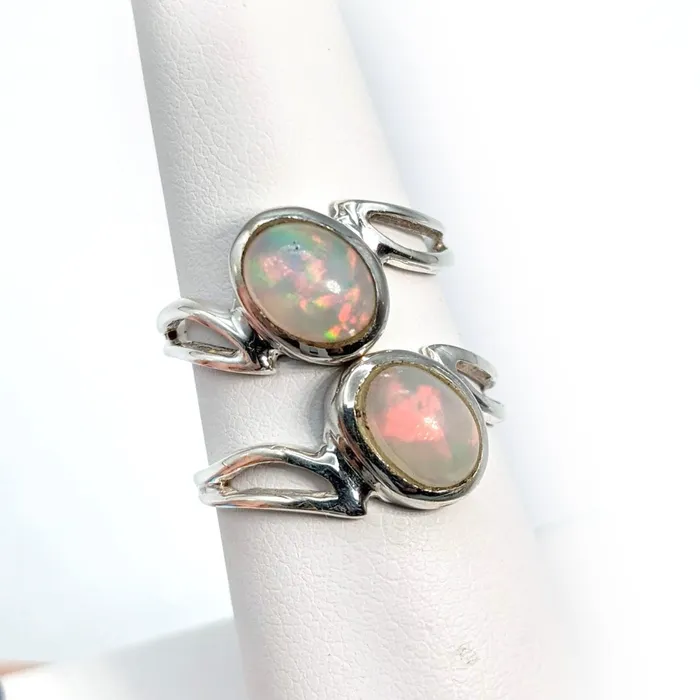 Rings Opal Swoop Band Ring Choose Size 2g SK5773 Bliss Crystals