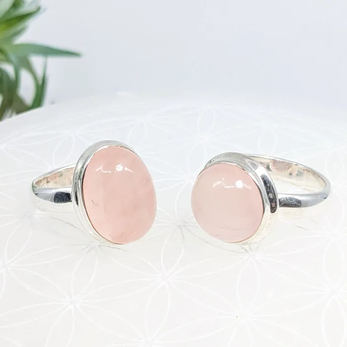Rings Rose Quartz SS Ring LV7032 Bliss Crystals